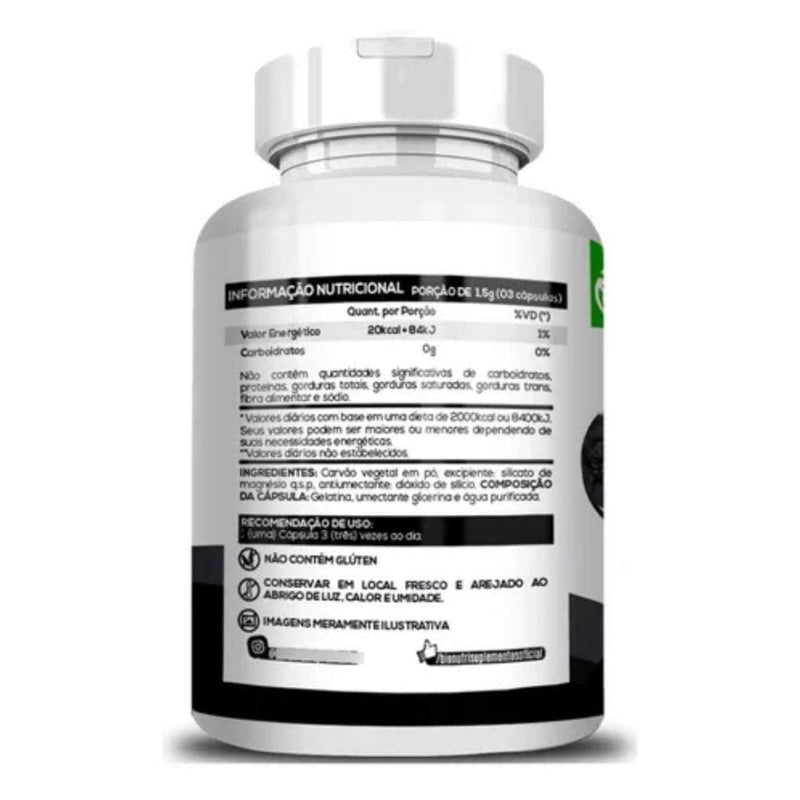 Carvão Vegetal Ativado Puro 100% Absorção 120 Cáps Bionutri - Apple Hapy 