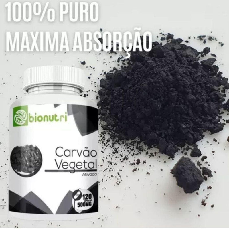 Carvão Vegetal Ativado Puro 100% Absorção 120 Cáps Bionutri - Apple Hapy 