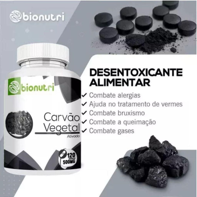 Carvão Vegetal Ativado Puro 100% Absorção 120 Cáps Bionutri - Apple Hapy 