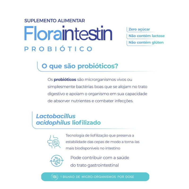 Floraintestin Probiótico 1 Bilhões Lactobacillus 12 cápsulas - Massime - Apple Hapy 