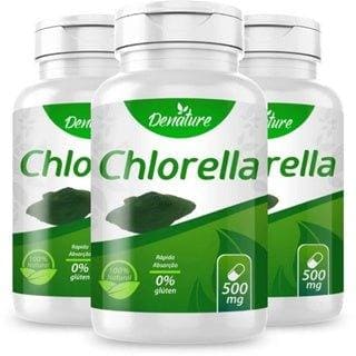 KIT 3 Chlorella 500mg 100 Cápsulas Denature - Clorela - Apple Hapy 