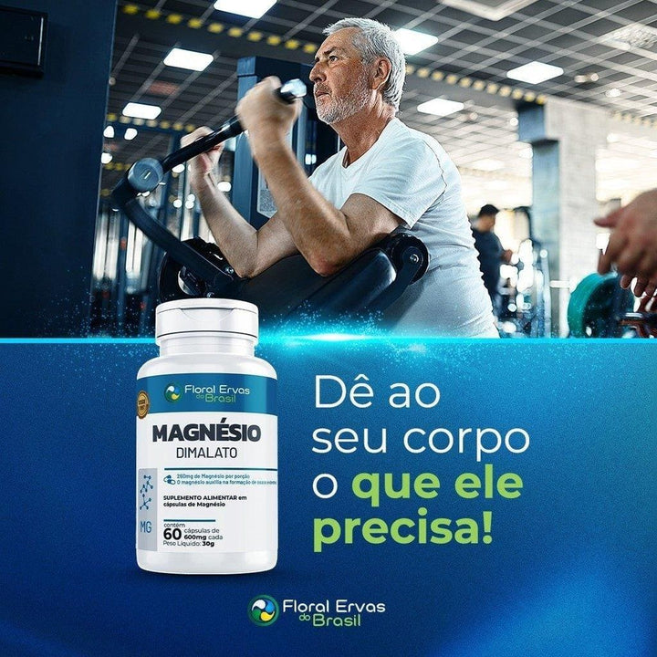 Kit 2x Magnésio Dimalato 600mg Floral Ervas - Total 240 Caps - Apple Hapy 