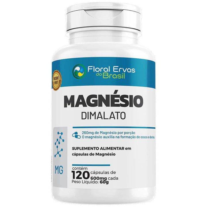 Kit 2x Magnésio Dimalato 600mg Floral Ervas - Total 240 Caps - Apple Hapy 