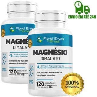 Kit 2x Magnésio Dimalato 600mg Floral Ervas - Total 240 Caps - Apple Hapy 